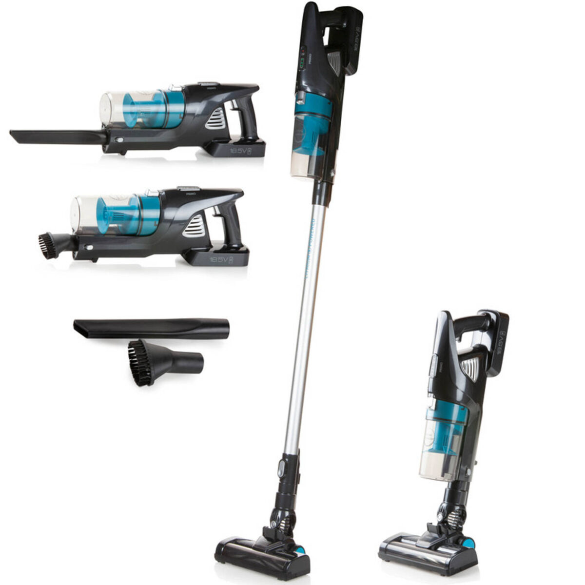 Primo PR501SV 3-in-1 snoerloze steelstofzuiger - 18,5 V - grijs/blauw